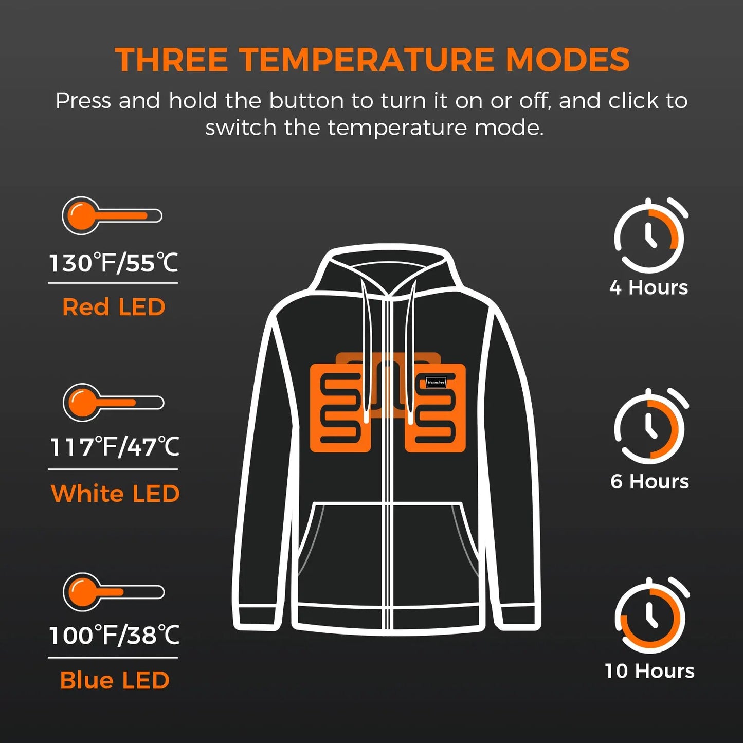 Zip Up Heated with Battery Pack Men Women Hoodie