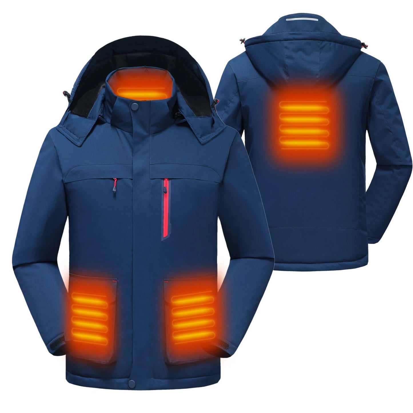 Men Heated Jacket Long Sleeves Hooded Jacket Winter