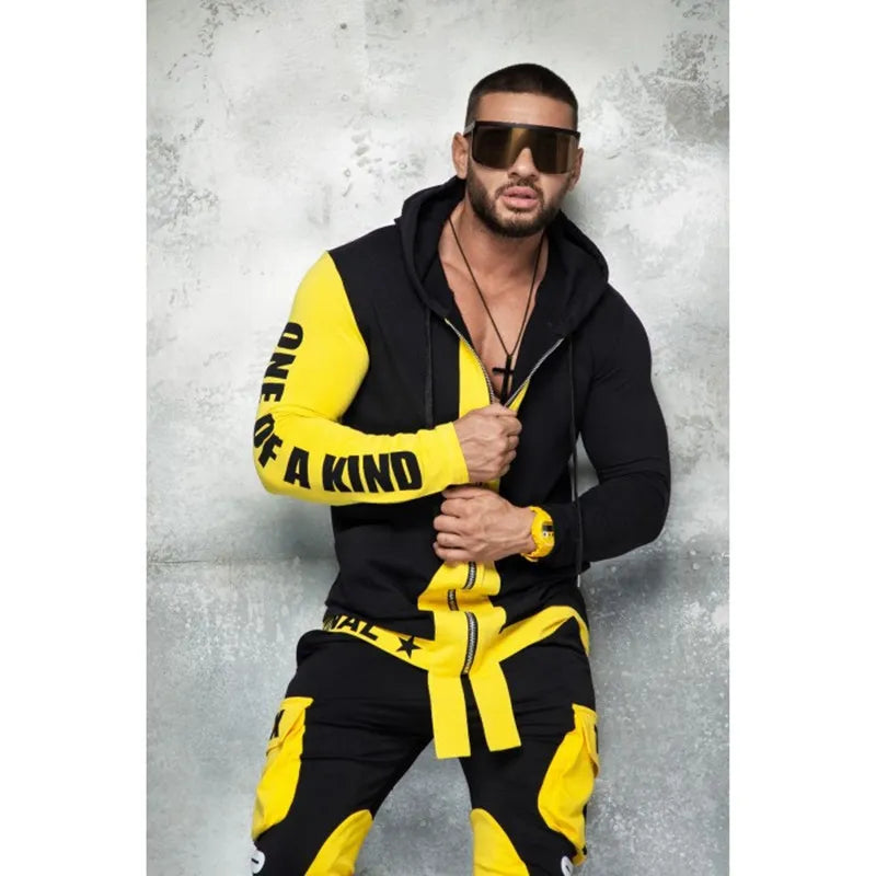 ZOGAA Hip Hop Men's Cool Hoodies 2 Piece Sweatsuit