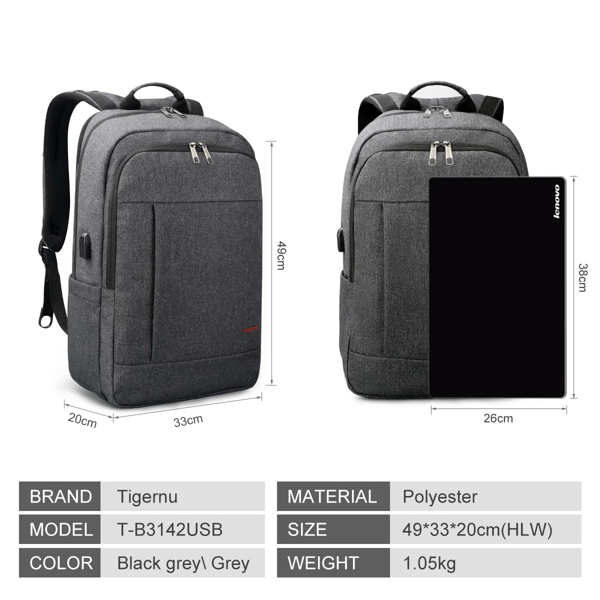 Anti-theft USB Charging 15.6-17inch Laptop Backpack  for school or work