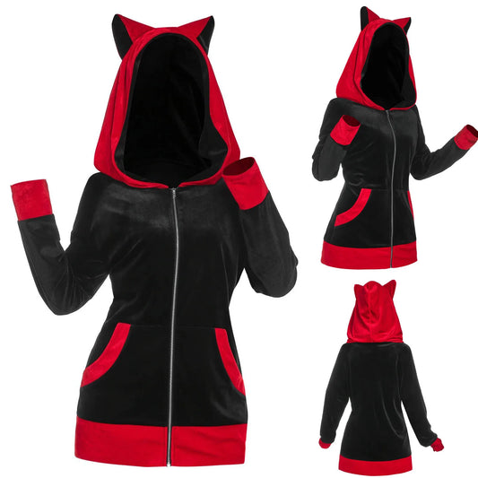 Fashion Women Cat Ears Hoodie Sweatshirt Coat Autumn Winter Casual