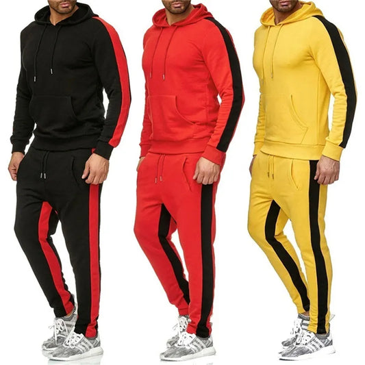 Men's 2 Piece Tracksuit Color Block Sweatsuit Stripes Casual Sportswear