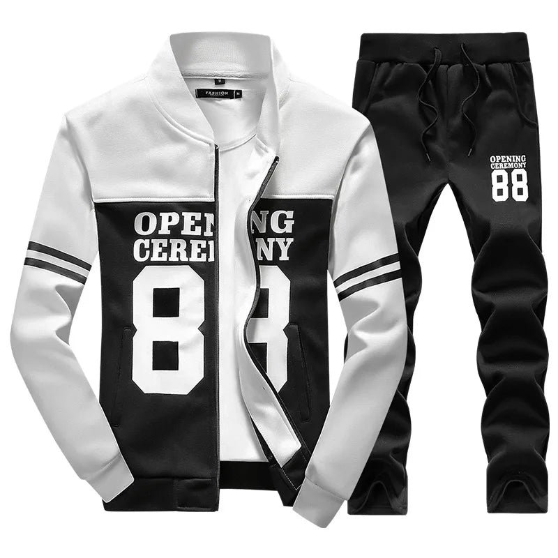 Men Tracksuit Zip Up clothing 2 Pieces Sets