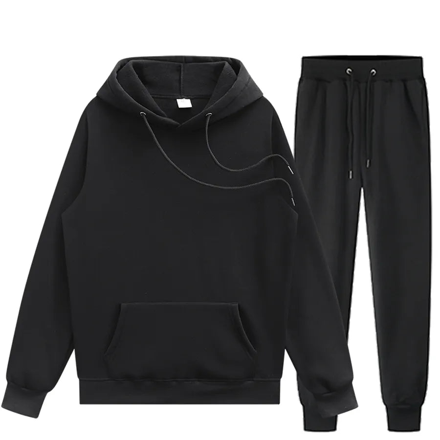 FGKKS Men Sets Hoodies Two-Piece Casual Solid Color SweatSuit Tracksuit