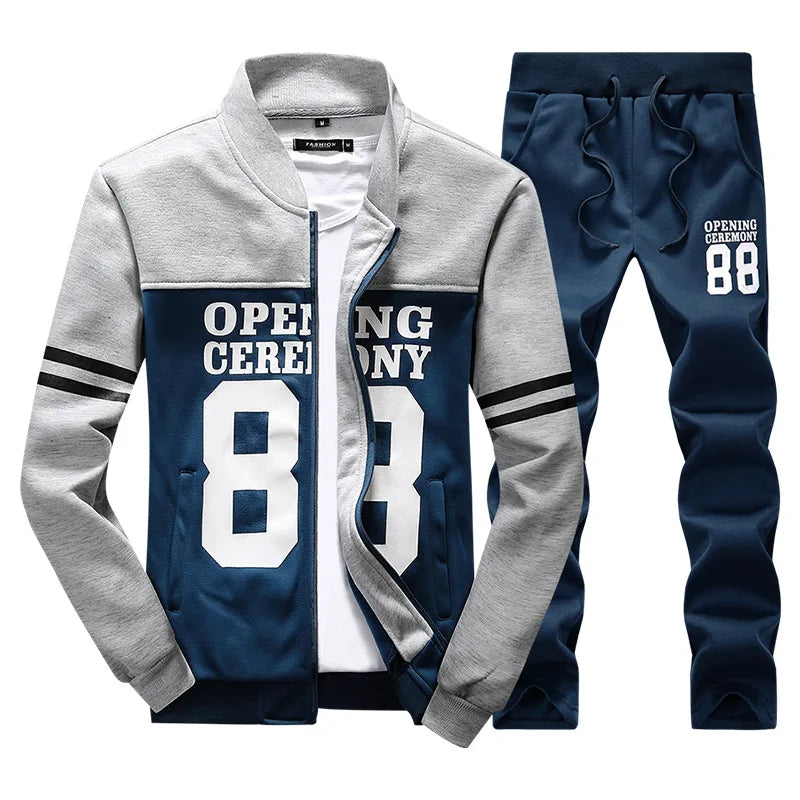 Men Tracksuit Zip Up clothing 2 Pieces Sets