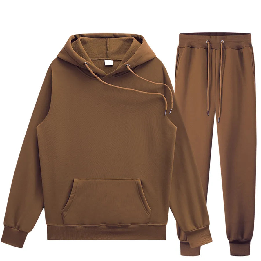 FGKKS Men Sets Hoodies Two-Piece Casual Solid Color SweatSuit Tracksuit