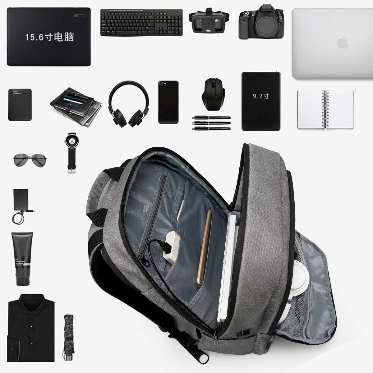 Anti-theft USB Charging 15.6-17inch Laptop Backpack  for school or work