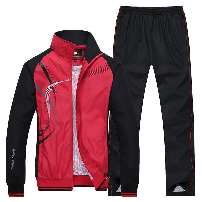 Men Sportswear New Spring Autumn Tracksuit 2 Piece Sets Fashion Print