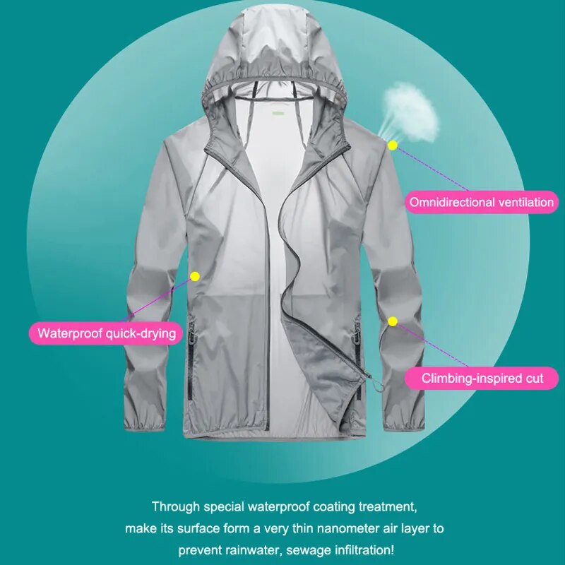 MEN Sunscreen Hoodie Quick-Drying Summer Anti-Uv Waterproof