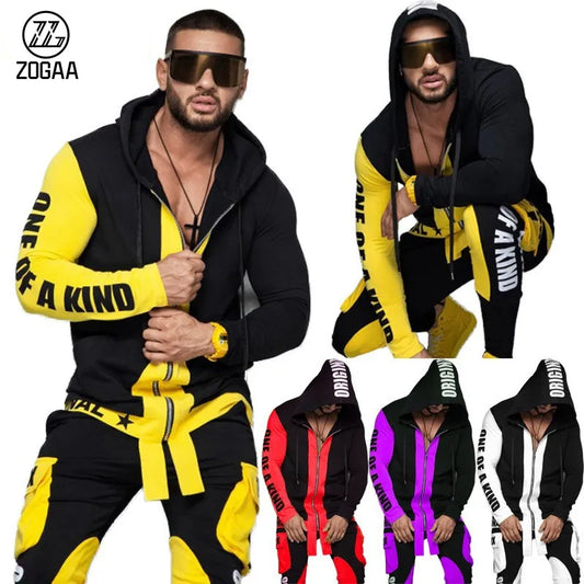 ZOGAA Hip Hop Men's Cool Hoodies 2 Piece Sweatsuit