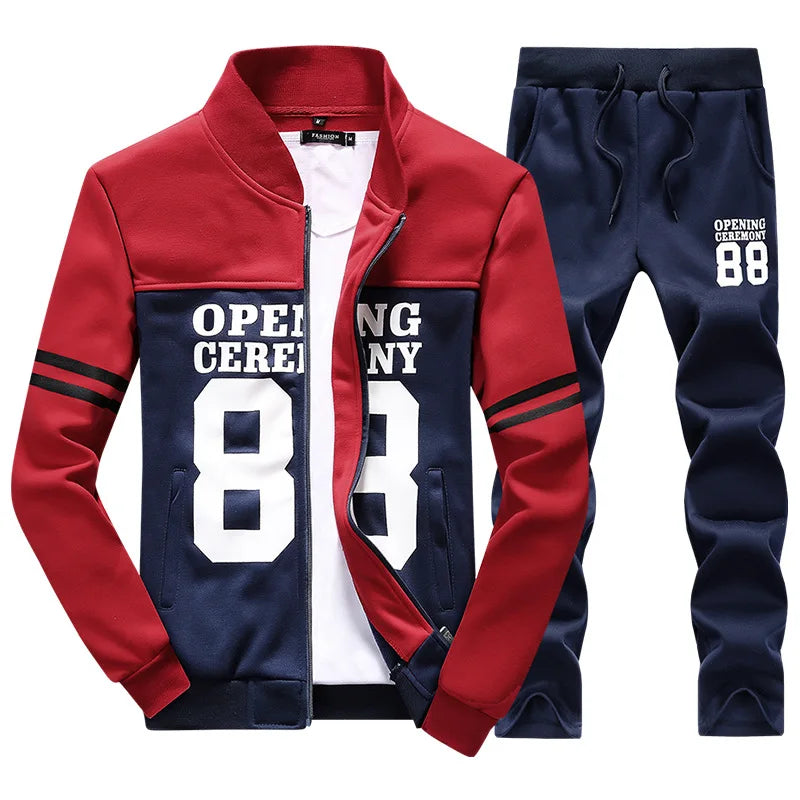 Men Tracksuit Zip Up clothing 2 Pieces Sets