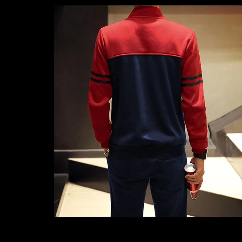 Men Tracksuit Zip Up clothing 2 Pieces Sets