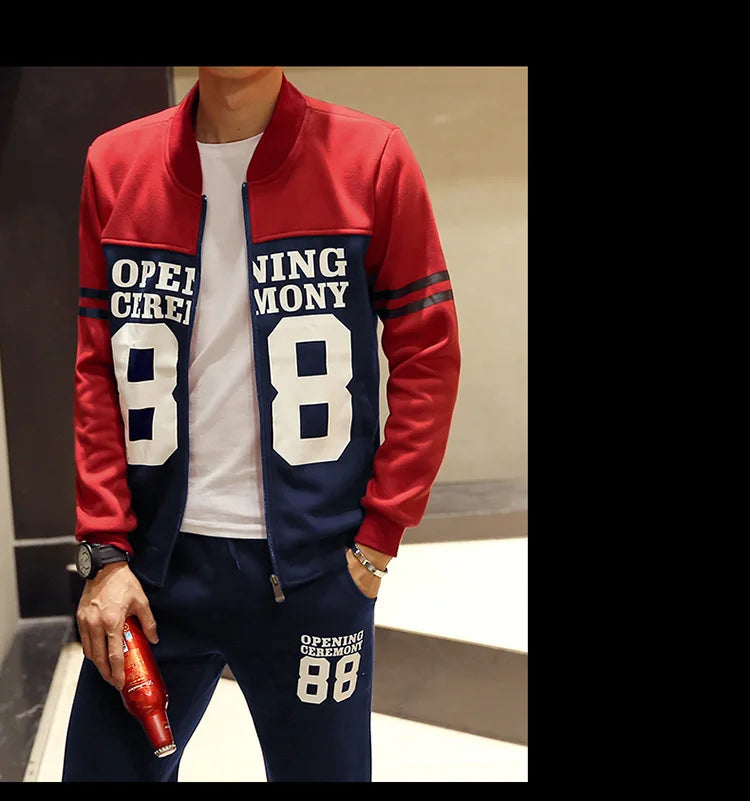 Men Tracksuit Zip Up clothing 2 Pieces Sets