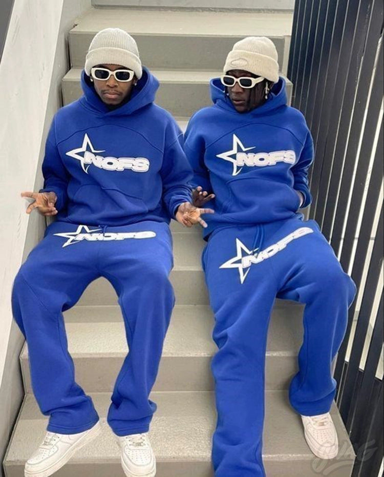 Retro  Hip Hop Fashion Trend 2PC Hoodie Set