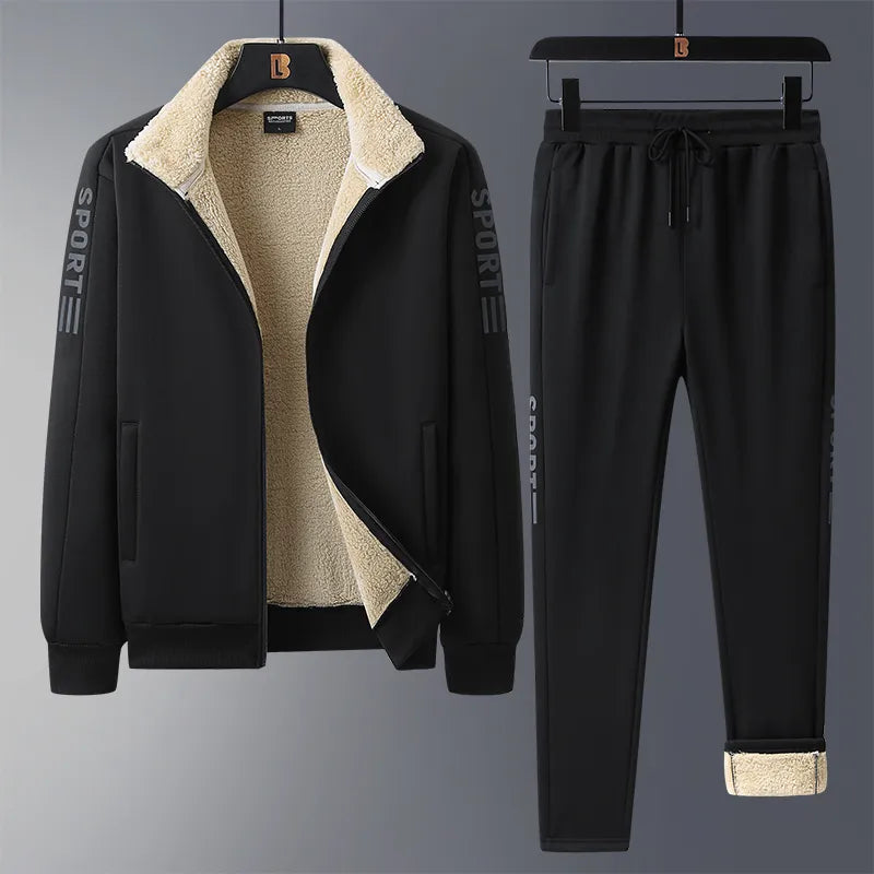 Men's Sports Thermal Warm 2-piece Set Casual Winter Sportswear