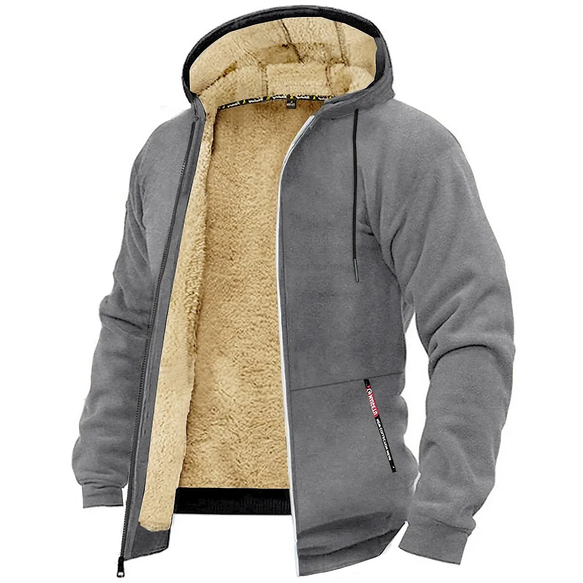 Men's Zipper Hoodie Winter Fleece Warm Outerwear