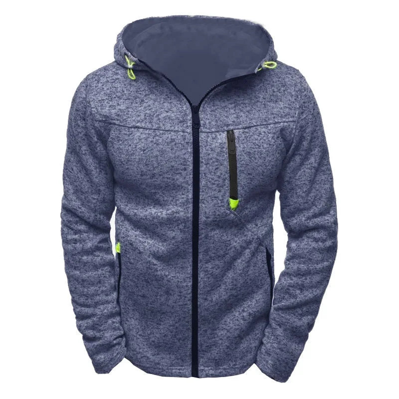 Men's Hoodie with Side Zipper Thin Wool Solid Color Tracksuit