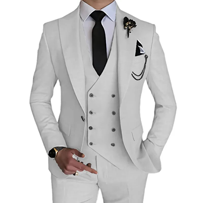 New Mens Business Solid Color 3 Pcs Set Dress Suite