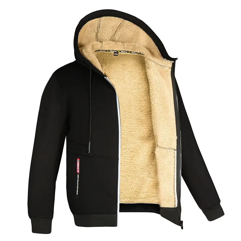 Men's Zipper Hoodie Winter Fleece Warm Outerwear