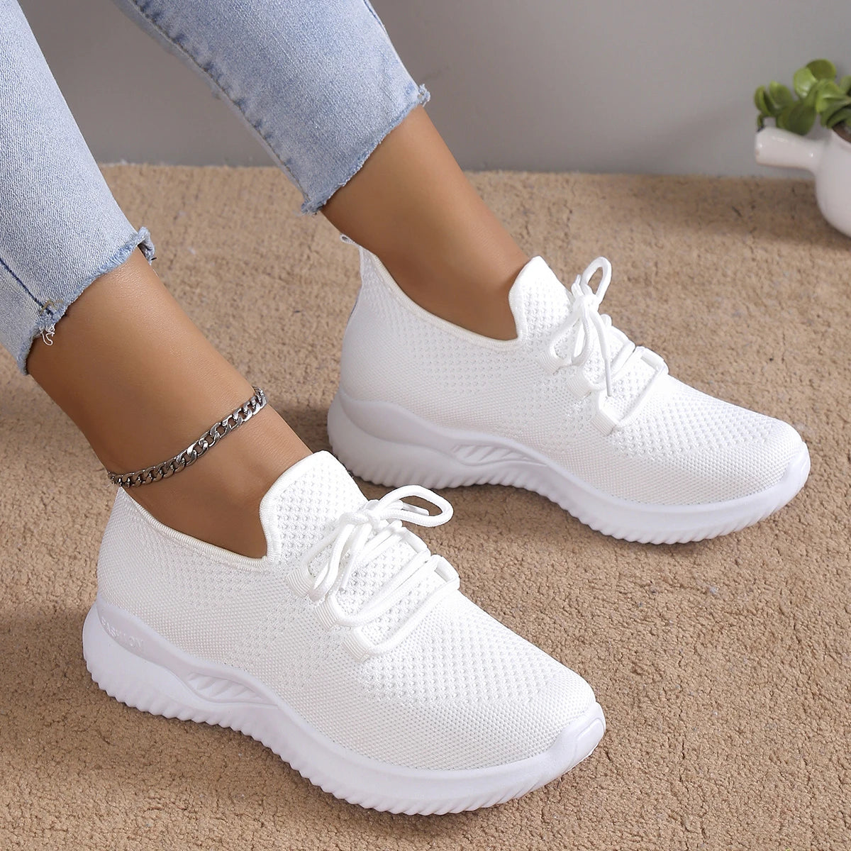 Women Mesh Vulcanize Breathable Fashion Solid Sneakers