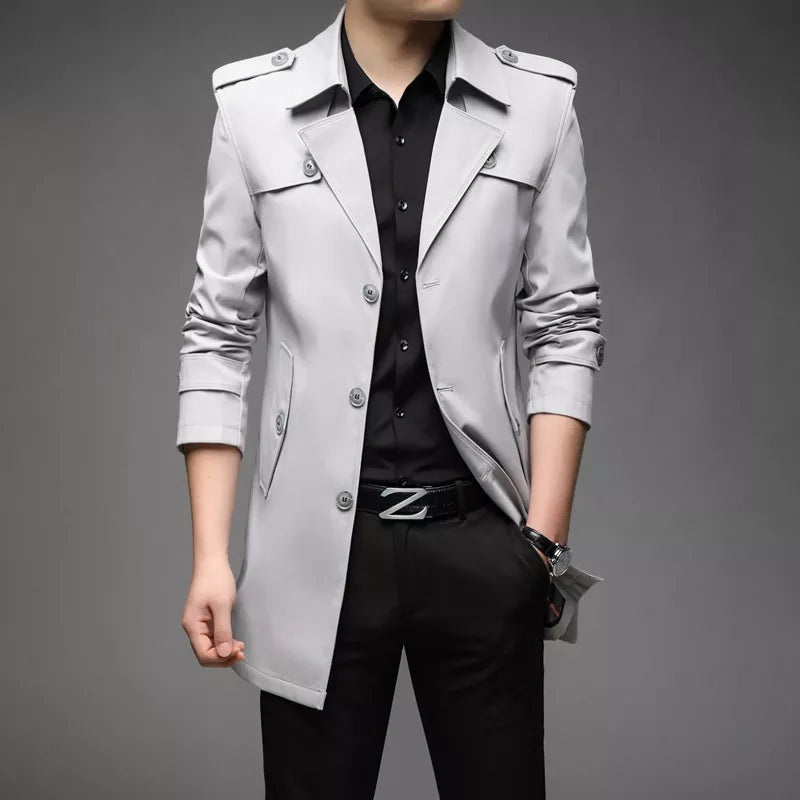 New Mens Spring Trench Fashion England Style Mid Long Coat