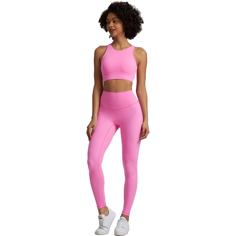 Seamless Yoga Set Women Gym Set Workout Clothes 2pcs Running Fitness Suit Sports Bra Top And High Waist Leggings Pant Sportswear