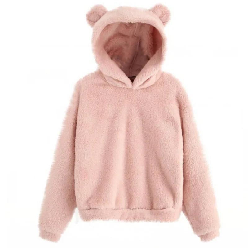 Women's Hoodies Warm Long Sleeve Rabbit Ear Plush