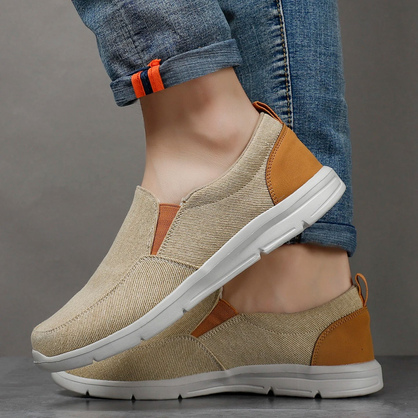 Men Canvas Breathable Comfortable Outdoor Slip On Walking Sneakers