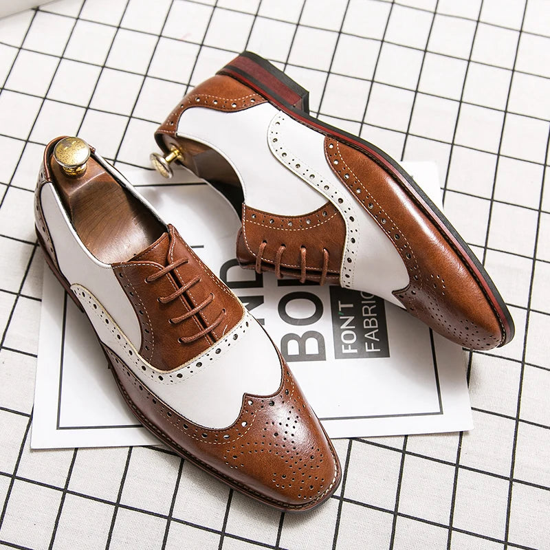 Men Dress Shoes Handmade Brogue Style Leather Oxfords Formal