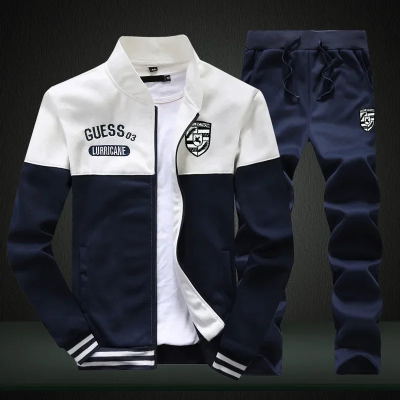 Men Tracksuit Zip Up clothing 2 Pieces Sets