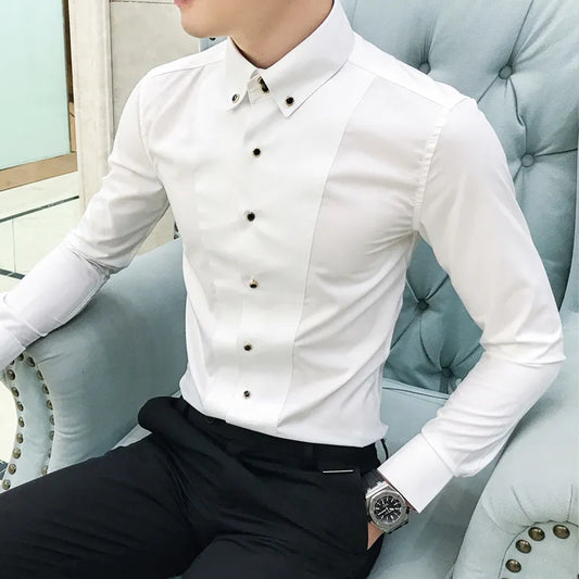 Men's Shirts Luxury Brand Long Sleeve Elegant Business