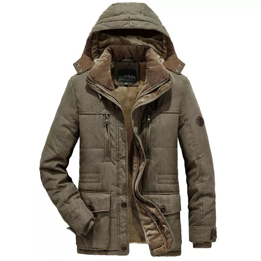 New Men's Leisure Thick Warm Coat Waterproof Fleece Hooded