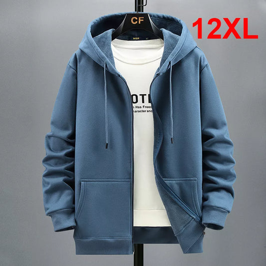 Plus Size Mens Hoodie Fleece Hoodies Solid Color Jacket