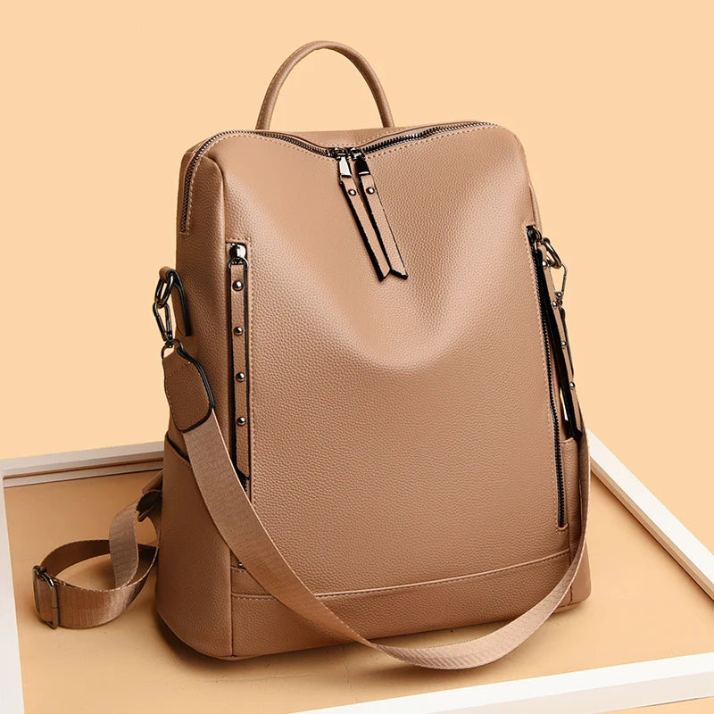 Genuine Brand Women Leather Backpack High Quality Bookbag