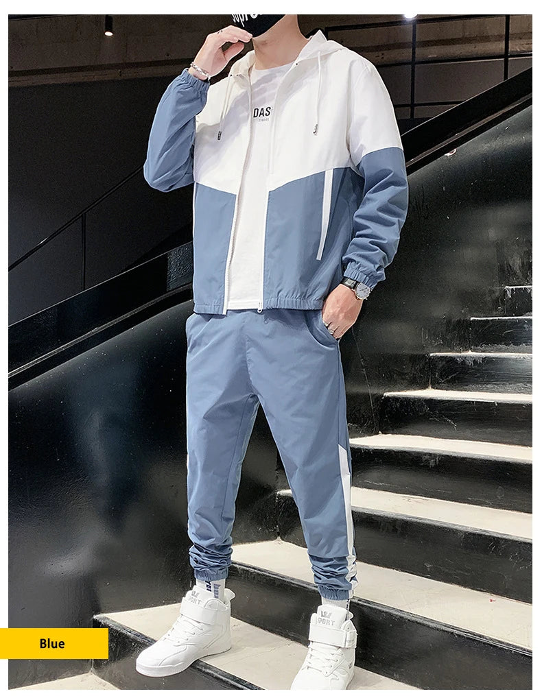 Men Tracksuit Casual Male Joggers Sportswear 2 Piece