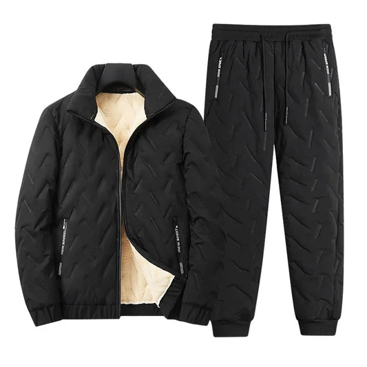 Men Tracksuit Suits Winter Fashion Thick Warm Jacket + Pants Sets Oversized Casual