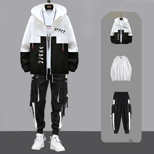 Men Tracksuit Autumn Sportswear Two Piece Hip Hop Fashion Hoodie Suit