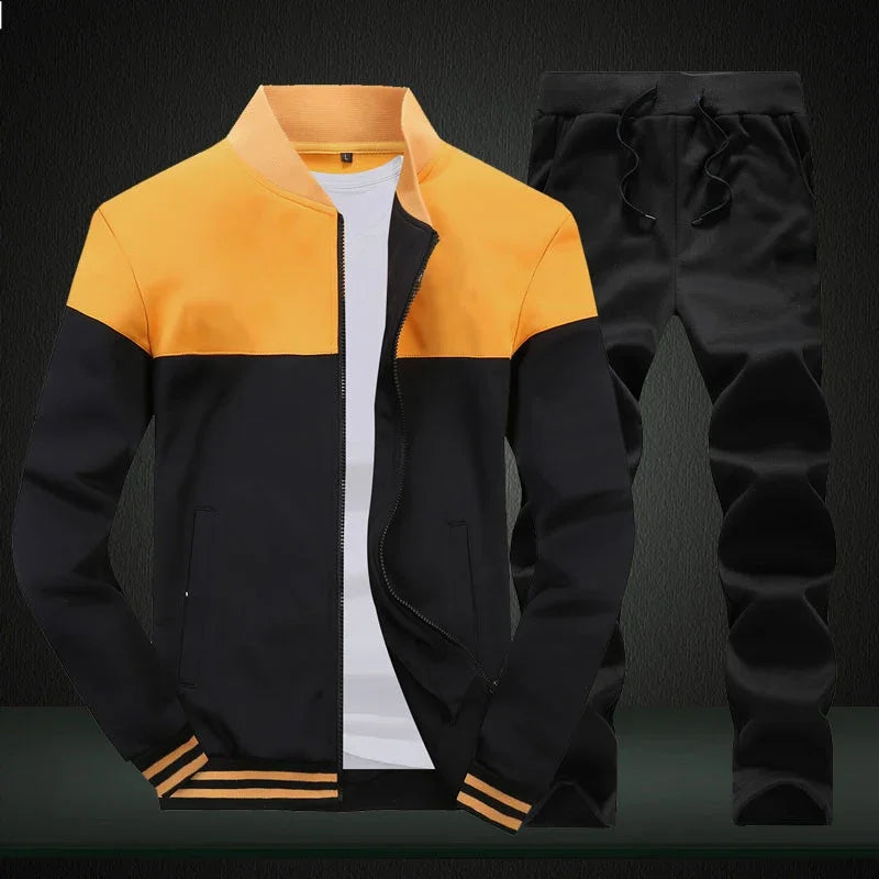 Men Tracksuit Zip Up clothing 2 Pieces Sets