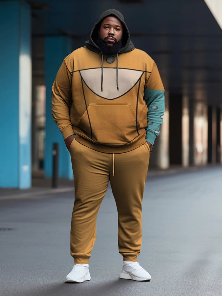 Plus Size Winter Tracksuit Men Thick Warm Hooded 2 Piece Set Casual Sweat Suits