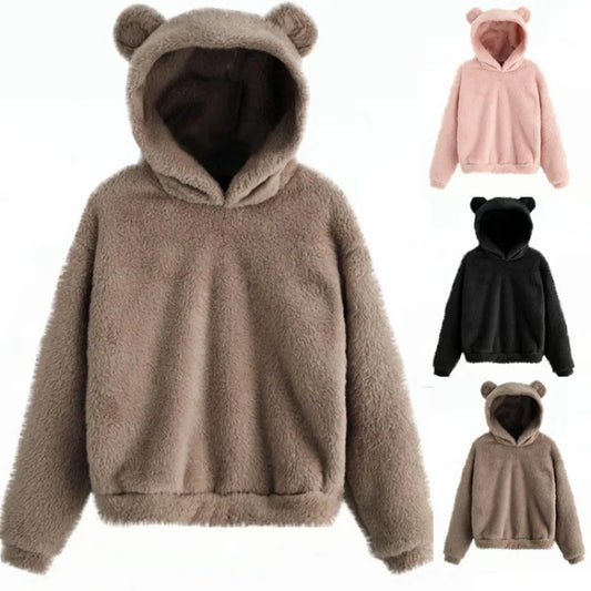 Women's Hoodies Warm Long Sleeve Rabbit Ear Plush