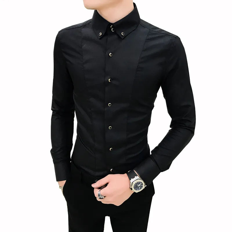 Men's Shirts Luxury Brand Long Sleeve Elegant Business