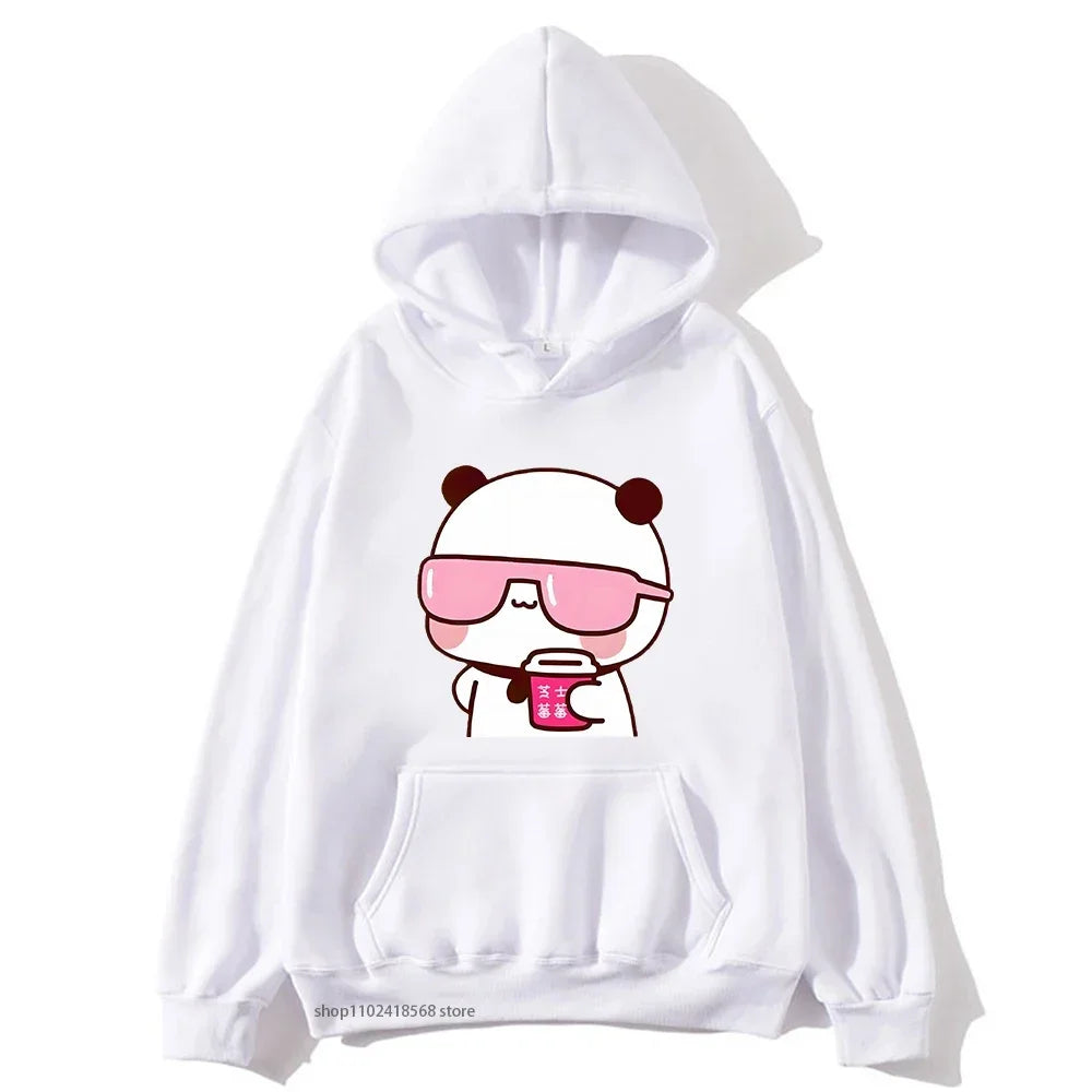 Couple Hoodies Bubu Watching Movie With Dudu Cartoon Kawaii Pullover