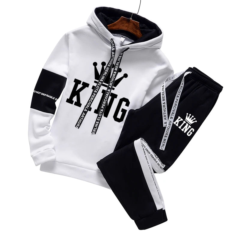 New Men's Tracksuit Set High Quality Hoodies And Sweatpants Casual Sports