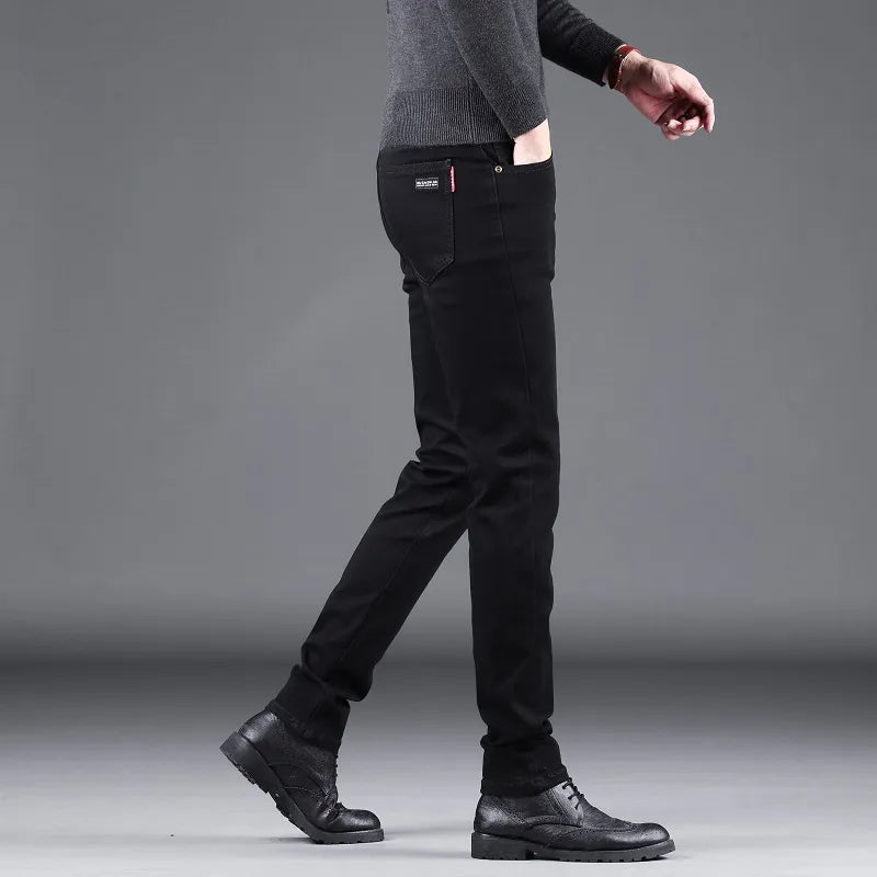 Classic Business casual Jeans men Slim Stretch Denim