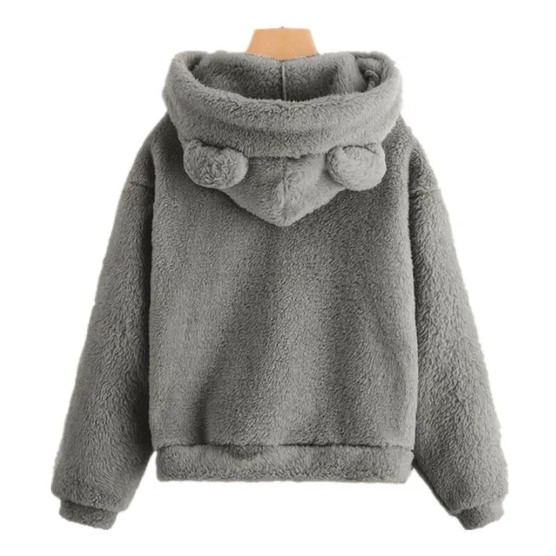 Women's Hoodies Warm Long Sleeve Rabbit Ear Plush