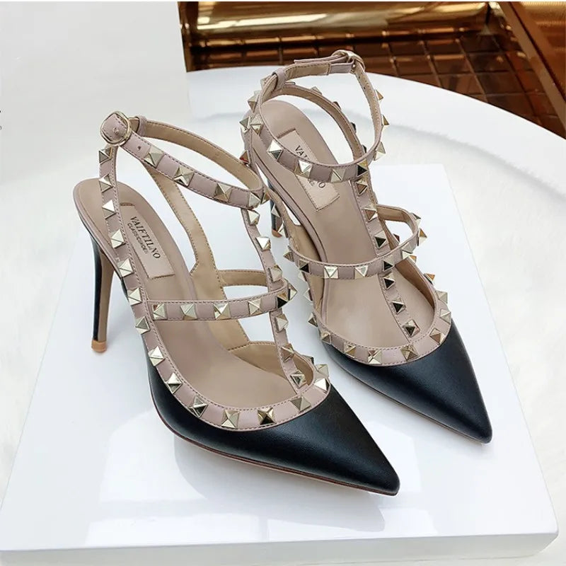 Genuine Leather Matte Women's Stiletto Sandals Versatile In Summer Fashion