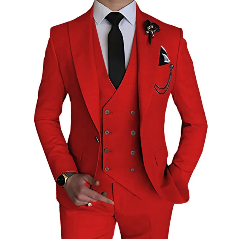 New Mens Business Solid Color 3 Pcs Set Dress Suite