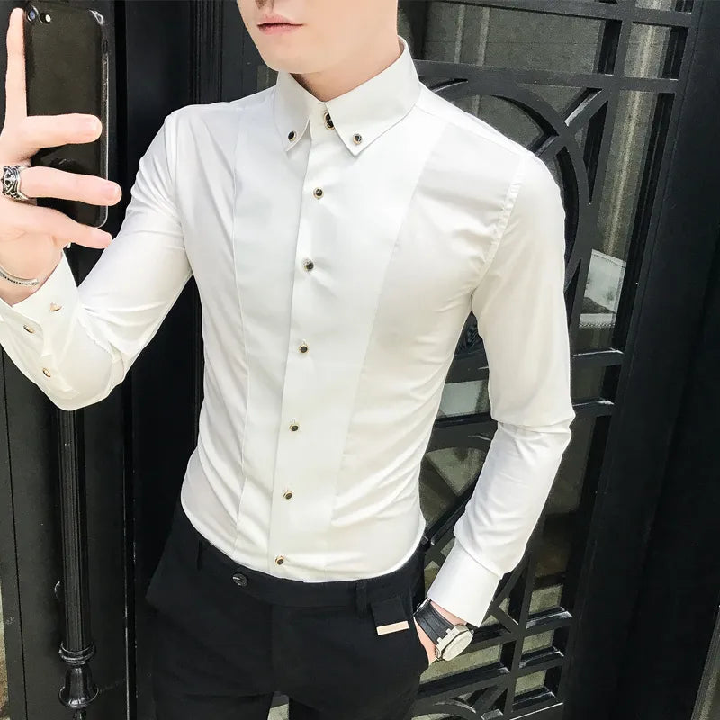 Men's Shirts Luxury Brand Long Sleeve Elegant Business