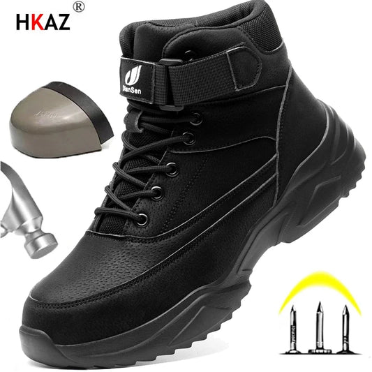 New Safety Shoes Men Boots High Top Steel Toe Cap Anti-smash