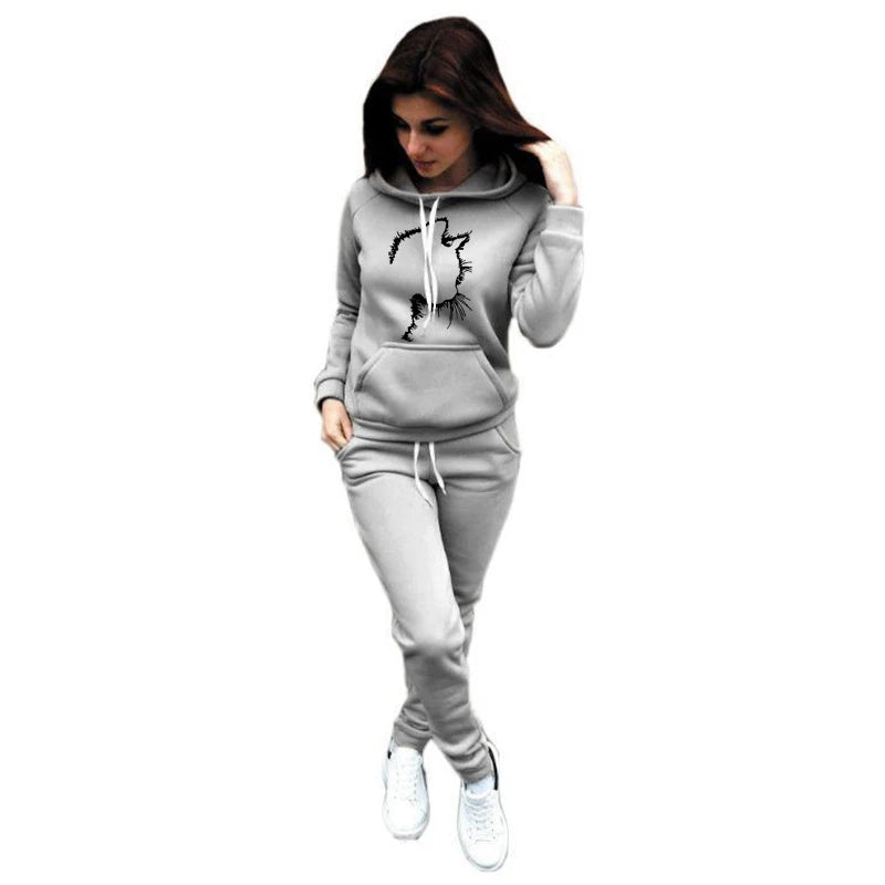 Casual Women's Tracksuit Fashion Sportswear 2 Piece Hoodie S-4XL